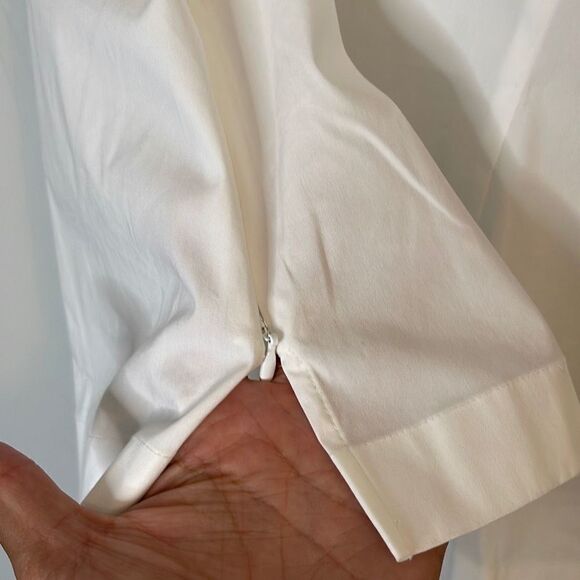 RSVP by TALBOTS Women White Poplin Blouse Ruffle Pineapple Embellished Small New - Picture 6 of 10